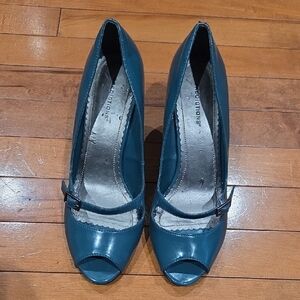 Predictions Teal Peep-Toe Heels